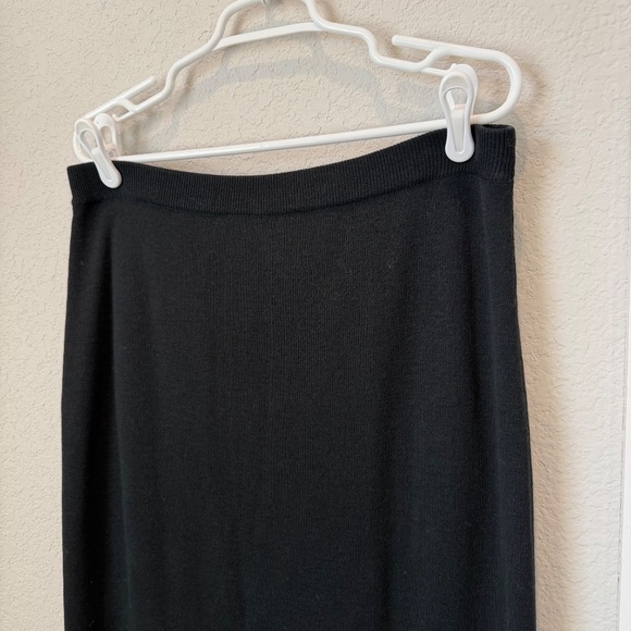 Eileen Fisher Black Wool Knit Midi Skirl Size Large - Picture 2 of 5